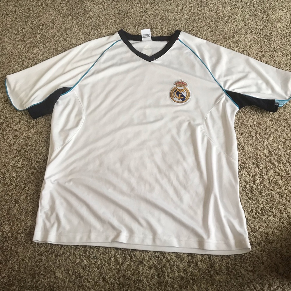 Real Madrid White and Blue Jersey Shirt, XL